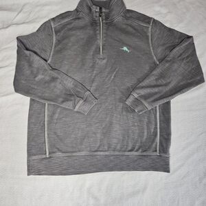 Tommy Bahama Charcoal Gray Zip-Up Sweater RN 86549
